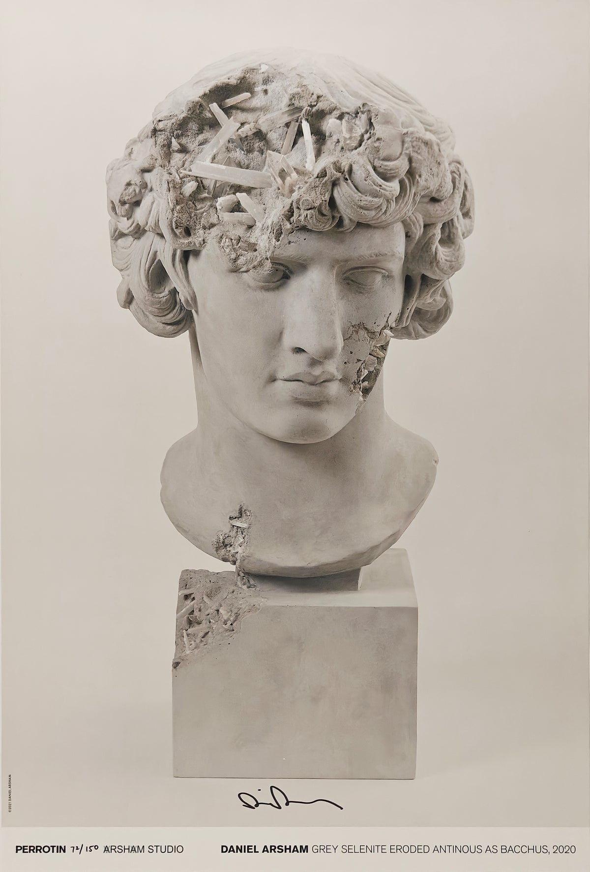 Grey Selenite Eroded Antinous as Bacchus, Daniel Arsham