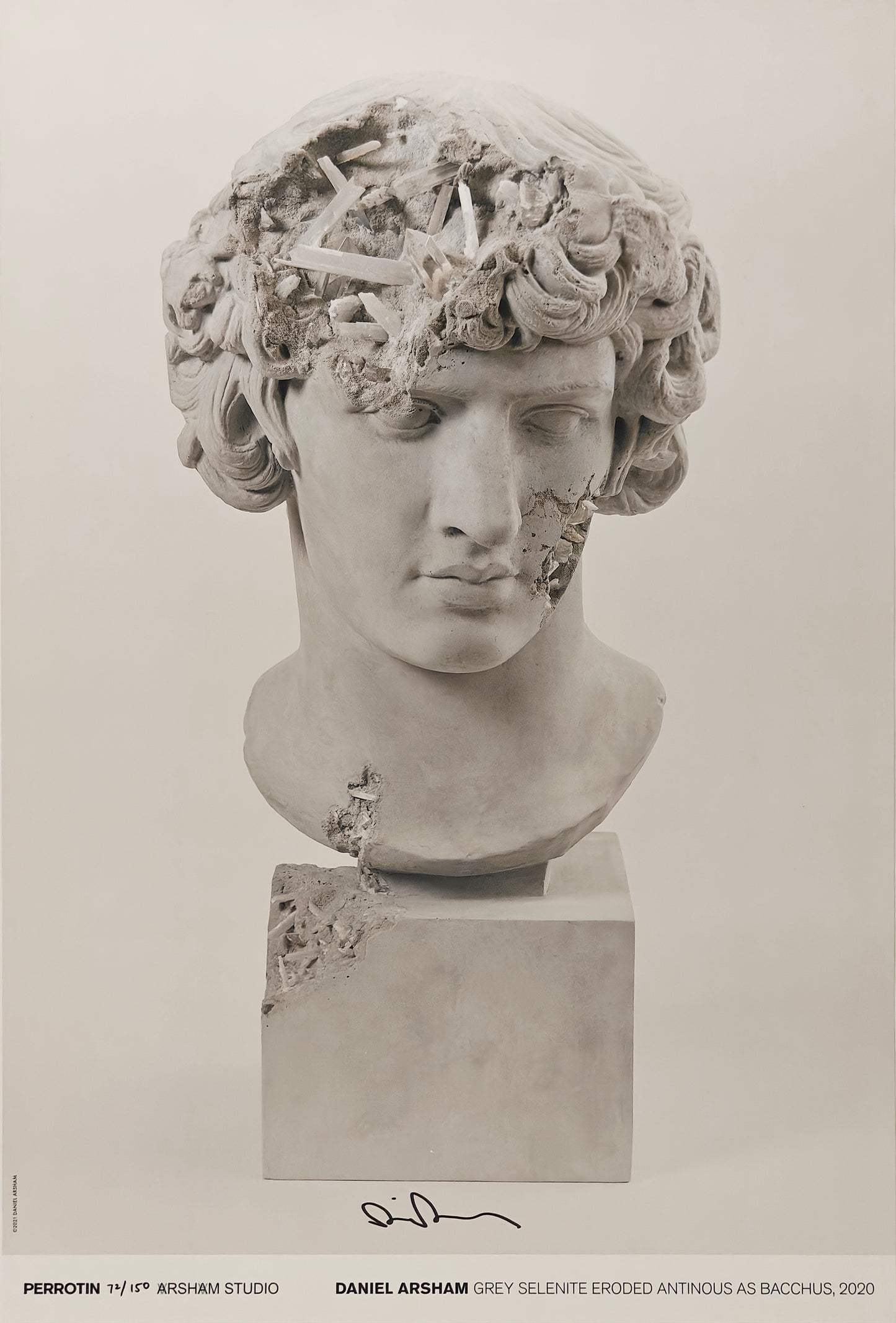 Grey Selenite Eroded Antinous as Bacchus, Daniel Arsham