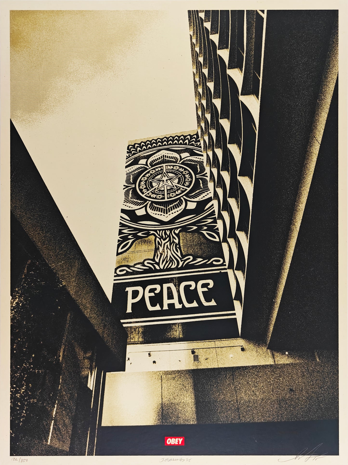 Covert to Overt, Peace Tree, Gold, Shepard Fairey